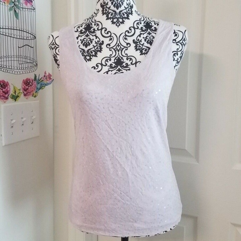 ANN TAYLOR PETITE Sleeveless Sequence Blouse SP